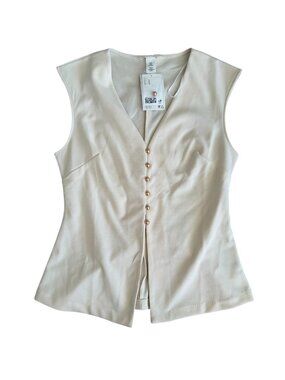 H&M Cream Buttoned Dress Tank Top Size Medium NEW NWT